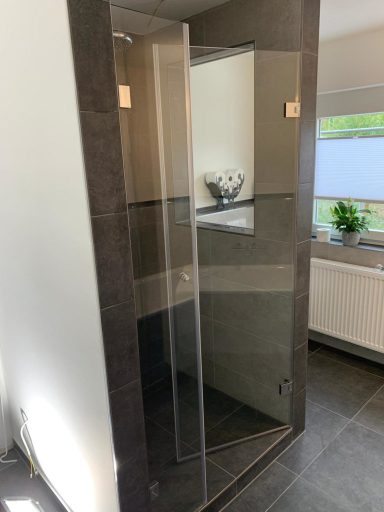 Nischendusche mit Flügeltür und Glasabtrennung
